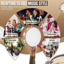 Flexzion Wood Handheld Tambourine 8" Inch Single Row 5 Pair Jingles (2 Pack, Wood) - Hand Held Percussion Drum Moon Musical Tambourine with Ergonomic Handle Grip by TinyTreasures Baby Boutique