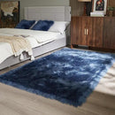 AMTOVO Faux Fur Sheepskin Rug for Living Room, 4 x 6 ft Dark Blue Fluffy Area Rug for Bedroom, Playroom, Luxury Room Decor, Rectangle by CozyNest Decor