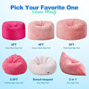 Hobestluk 3 in 1 Bean Bag Chair Giant Bean Bag Chairs for Adults with Chevron Plush Fur Cover Convertible Bean Bag Floor Cushion with Machine Washable Cover for Living Room (Plush Pink) by CozyNest Decor