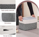 OIAHOMY 4 Pack Storage Baskets for Organizing, Basket for Shelves with Handle, Woven Baskets for Storage Toys, Towels, Books, Cotton Rope Basket 13" L x 9 " W x 7.8 " H, Black & White by TinyTreasures Baby Boutique