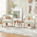 VKNOW Accent Chairs Set of 2, Modern Upholstered Living Room Chair Armchair with Solid Wood Legs, Comfy Barrel Arm Chairs for Living Room Bedroom, Cream by CozyNest Decor
