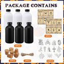 Uiifan 31 Pcs Halloween Potion Bottles Set Including Glass Apothecary Bottles with Cork Stickers and Pendants Halloween Decorations Indoor Party Supplies(White, Black,8.5 oz) by CozyNest Decor