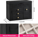 Jewelry Box Organizer, Solid Wood Jewelry Boxes for Women, Double Layer Jewelry Organizer Box Display Earring Necklace Bracelet Ring, Rustic Style Small Jewelry Box for Girls (Black) by TinyTreasures Baby Boutique