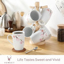 VEWEET Large Coffee Mugs Set of 6, 16 OZ Coffee Cups Set with Handle, Floral Mug Sets Ceramic Cup Set for Kitchen, Microwave& Dishwasher Safe, Series ANNIE by CozyNest Decor