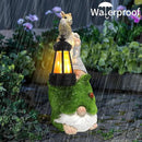 Garden Gnome with Squirrel Outdoor Statue,Flocked Gnome Statue Holding Lantern with Solar Lights,Outdoor Gnomes Decorations for Yard Patio Lawn Porch,Gifts for Mom by GreenHaven Gardens