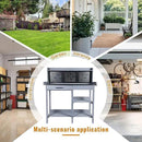 Outdoor Potting Bench Table,Garden Work Bench Metal Tabletop Horticulture with Shelf Rack Wooden Potting Benches for Outside with Holey Board/Hooks/Pads/Drawer/Adjustable and Cabinet,Gray by GreenHaven Gardens