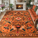 Moynesa Boho Area Rugs 9x12 Living Room, Machine Washable Ultra Thin Soft Bedroom Rug, Indoor Bird Floral Pattern Print Large Orange Carpet for Hardfloor Dining Room Under Table Playroom by TinyTreasures Baby Boutique