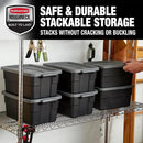 Rubbermaid Roughneck Tote 3 Gal, 6 Pack, Made in USA, Black & Gray, Rugged Plastic Stackable Storage Bins with Lids and Handles by CozyNest Decor