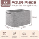 OIAHOMY 4 Pack Storage Baskets for Organizing, Cube Storage Bins for Shelves, Rectangle Storage Baskets With Handles, Woven Baskets for Storage, 12.7''Lx9''Wx7.8''H, Grey by TinyTreasures Baby Boutique