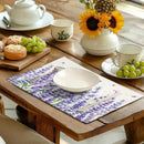 Lavender Placemats Set of 4 Purple Flower Butterfly Linen Fabric Table Mats Seasonal Spring Summer Rustic Floral Placemat Farmhouse Decorative Washable Place Mats for Home Kitchen Dining Table by CozyNest Decor