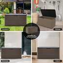 100 Gallon Large Resin Deck Box - Lockable Waterproof Outdoor Storage Bench for Patio Cushions, Garden Tools & Pool Accessories - Wood-Look Texture, Weather-Resistant for Backyard & Porch by GreenHaven Gardens