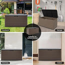 Premium Pro Edition 100 Gallon Lockable Resin Deck Box, Waterproof & UV-Resistant Outdoor Storage Box for Outdoor Cushion Storage, Garden Tools & Pool Accessories Storage, Brown by CozyNest Decor