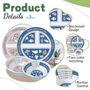 4 Pcs Portion Control Plates & Bowls Set (2 Plates + 2 Bowls, 9 Inch) - Self-Measuring for Weight Loss, Gastric Bypass, LapBand, Diabetes & Healthy Diets, Pink & Blue, for Adults & Children by CozyNest Decor