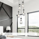 5-Light Raindrop Pendant Light Fixtures, Black Glass Pendant Lighting, Teardrops Modern Hanging Light for Entryway Foyer Kitchen Island Dining Living Room Hallway by CozyNest Decor