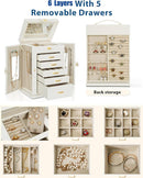 AKOZLIN Jewelry Box 6-Tier Organizer Functional 360° Rotating Jewelry Storage Case for Women Girls Ring Necklace Earring Bracelet Holder with Mirror by TinyTreasures Baby Boutique