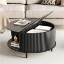 Round Coffee Table with Storage,Mid Century Modern Dining Table with Sliding Cabinet Door for Living Room,Home Small Space,31.5" Small Center Table,Black by CozyNest Decor