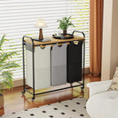 Laundry Hampers 3 Section, Laundry Sorter with Removable Shelf and Pull-Out Bags, Clothes Hampers with Wheels Rolling Cart Basket for Laundry Room Bathroom, 3 x 40 L (Black White Gray) by CozyNest Decor