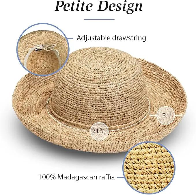 Wallaroo Hat Company – Women’s Petite Catalina Sun Hat – Wide Brim, Natural Fiber, Adjustable Sizing for Smaller Crown Sizes, photo 4 of 9