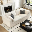 LoveSeat Cloud Couch Modular Sectional Sofa for Living Room,Modern Sofa with Deep Seat，2 Seater Boneless Couch,Comfy Upholstered Corduroy Couches for Apartment, Studio, Office,Bedroom，White by CozyNest Decor