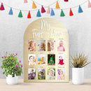 One Year Birthday Wooden Photo Board My First Year Milestone Photo Board 12 Monthly Picture Frame Baby First year Wood Acrylic Sign 1st Birthday Decorations Baby Keepsake Gift (2" x 3" photos - Wallet Size) by TinyTreasures Baby Boutique