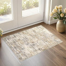 2x3 Entryway Area Rugs: Washable Neutral Abstract Small Rug Door Mat Non-Slip Soft Low Pile Indoor Carpe for Entrance Kitchen Front Door Bathroom Entry Kids Room - Golden Brown by TinyTreasures Baby Boutique