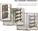 4NM 4 Tiers No Assembly Book Shelves, 41.3" H Folding Bookshelf Bookcase Open Industrial Foldable Shelves for Bedroom, Living Room, Home Office - Rustic Brown Black by CozyNest Decor