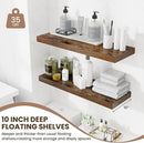 Fun Memories Floating Shelves for Wall, 32 Inch Long Floating Shelves Set of 2, 32 x 10 Wooden Shelves for Wall, Large Storage Shelves, Hanging Shelves for Bathroom Kitchen Bedroom, Rustic Brown by CozyNest Decor