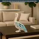 Blue Pelican Standing Figurine 13.75” Coastal Coral Reef Home Decor Nautical Beach Statue for Tabletop Shelf or Mantel Ocean Inspired Room Accents by CozyNest Decor