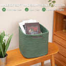 OIAHOMY Storage Cubes 11 Inch Storage Bins-3 Pack, Cotton Rope Woven Baskets for Organizing, Square Baskets for Shelves Organizer, Classroom, Toy Basket, Green by TinyTreasures Baby Boutique