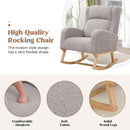 Rocking Chair Nursery, Nursing Rocking Chairs for Mom Nursery, Comfy Wingback Glider Rocking Armchair with Side Pocket for Nursery Living Room Bedroom, Teddy Light Grey by TinyTreasures Baby Boutique