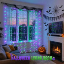 JMEXSUSS 300LED Halloween Curtain Lights with Remote, 9.8x9.8ft Halloween Lights Plug in, Christmas Twinkle Hanging String Light for Bedroom Wall Window Backdrop Indoor Outdoor Decor, Purple and Green by CozyNest Decor
