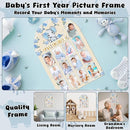 R HORSE My First Year Photo Display Wood Board - 3D Blue Elephant Baby's First Year Picture Frame, 12 Months Milestone Board Neutral Baby Keepsake Gift 1st Birthday Nursery Decor for Boy Girl by TinyTreasures Baby Boutique
