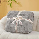 Snuggle Sac Ultra Soft Waffle Throw Blanket for Couch Bed Sofa 50x60 inches, Reversible Grey Blanket Microfiber Fluffy Fuzzy Cozy Knit Throws for Women Mothers Birthday Gifts by CozyNest Decor