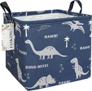 FANKANG Square Nursery Hamper Storage Bins Canvas Laundry Basket Foldable with Waterproof PE Coating Storage Baskets Gift Baskets for Children, Office, Bedroom, Clothes（Square-Blue dinosaur ） by TinyTreasures Baby Boutique