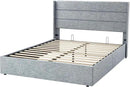 Allewie Full Size Lift Up Storage Bed, Modern Wingback Headboard, Hydraulic Support, No Box Spring Needed, Grey Blue by CozyNest Decor