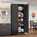 75" Kitchen Pantry Cabinet, Black Metal Storage Cabinets with 2 Doors and 4 Adjustable Shelves, Tall Pantry Storage Cabinet for Kitchen, Dining Room, Living Room by CozyNest Decor