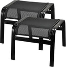 Patio Footstools Outdoor Foot Rest Aluminum Patio Ottomans Portable Seat Wicker Furniture Stackable Ottoman 2 Pieces Black by CozyNest Decor