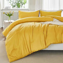 Litanika Mustard Yellow Comforter Set Queen Size, 3 Pieces Lightweight Solid Bedding Comforter Set, All Season Fluffy Bed Set (90x90In Comforter & 2 Pillowcases) by CozyNest Decor