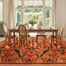 Moynesa Boho Area Rugs 9x12 Living Room, Machine Washable Ultra Thin Soft Bedroom Rug, Indoor Bird Floral Pattern Print Large Orange Carpet for Hardfloor Dining Room Under Table Playroom by TinyTreasures Baby Boutique