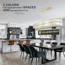 IKK Modern Rectangle Chandelier for Dining Room, Crystal Chandeliers with Stainless Steel in Chrome, Large Rectangular Pendant Light for Kitchen Island L40 x W6.7 x H6.3 by CozyNest Decor