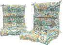 LVTXIII Outdoor Seat/Back Chair Cushion Patio Tufted High Back Cushion, Seasonal Replacement Rocking Chair Cushion with Ties (22” W x 20D”, Set of 2, Flower Blue) by GreenHaven Gardens