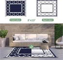 GENIMO Outdoor Rug 8' x 10' Patio Waterproof, Foldable Reversible Plastic Straw Area Rugs Mat for Camper Decor, Outside Carpet for Rv, Deck, Porch, Picnic, Beach, Balcony, Blue & White by GreenHaven Gardens