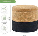 Wimarsbon 18'' Ottoman Pouf, Natural Braided Poof, Rustic Handweave Lounge Pouffe, Boho Footrest Stool for Bedroom, Accent Table for Living Room (Storage - 18inch Cattail+Black Corn Husk L)