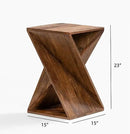 Modern Hand Made One-of-a-Kind Carved Mango Wood End Table, Farmhouse Side Table,Farmhouse End Table,Living Room,Bedroom, Accent Table, Contemporary Architectural Designed Natural by CozyNest Decor