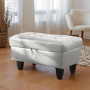 Ottoman Rectangular Storage Ottoman Bench, Faux Leather Footrest, Coffee Table, Stool Footstool with Hinged Lid for Living Room, Bedroom, Entryway, Silver, 35"x23.5"x17.5" by CozyNest Decor
