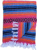 Del Mex Classic Mexican Blanket, Large Authentic Woven Falsa Throw (70"x50"), Artisan Southwest Décor for Beach, Yoga, Outdoors (Turquoise/Pink/Orange) by CozyNest Decor