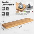 RICHFOCUS Elm Floating Shelves for Wall - 40" W x 9.3" D Rustic Solid Wood Shelves with Invisible Bracket, Wall-Mounted for Living Room, Bedroom, Kitchen Storage & Display, Set of 2, Natural by CozyNest Decor