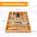Bellsal Bamboo Silverware Drawer Organizer, Kitchen Utensil Drawer Organizers, 12"x15.7" Utensils Holder Cutlery Tray with Grooved Drawer Dividers for Kitchen Flatware Bedroom Office(7 Slot, Natural) by CozyNest Decor