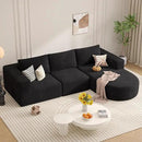 Modular Sectional Sofa with L-Shape Chaise,Cloud Sectional Modern Sleeper Couch with Deep Seat,Sponge Compression Sofas No Assembly Required(Black-Corduroy Fabric) 1PCS by CozyNest Decor