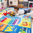 4x6 Playroom Rugs for Kids Washable, Educational and Fun Playmat with ABC Alphabet Animals Shapes Colors, Non-Slip Play Mat Learning Rugs for Baby Toddler Children Game Activity, Blue by CozyNest Decor